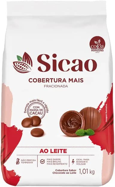 Cobertura Gotas Fracionada Chocolate ao Leite Mais 1,010Kg - Sicao