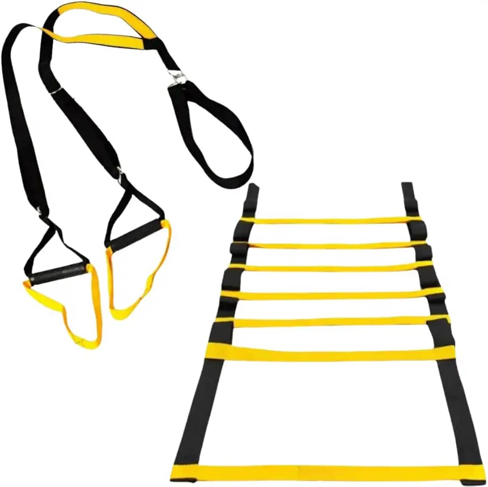 Fita Treinamento Suspenso Funcional Pilates Trx + Escada De Agilidade Funcional 7 Degraus