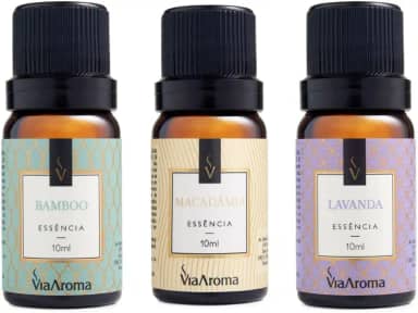 Kit 3 Essências Via Aroma Para Aromatizador Difusor Elétrico 10ml (Bamboo+Macadâmia+Lavanda)