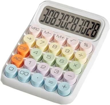 Candy Color Calculator 12 Dígitos Grande Display Mecânico Dot Teclado Botão Grande Escola & Escritório Papelaria (Doces branco)