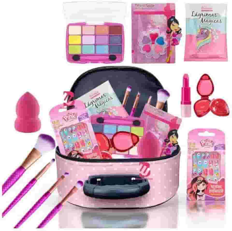 Kit Maleta Maquiagem Infantil Presente para Pequenas Princesas