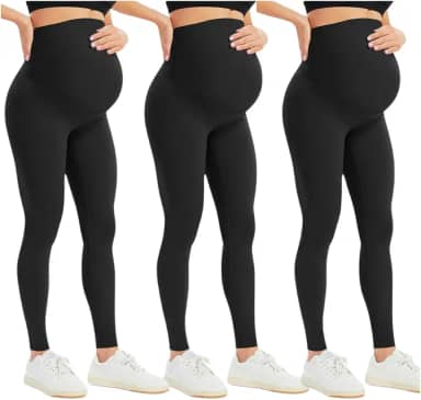 Kit 3 Legging Gestante Calça Para Grávida Conforto E Sustentação Barriga Roupa Maternidade Suplex