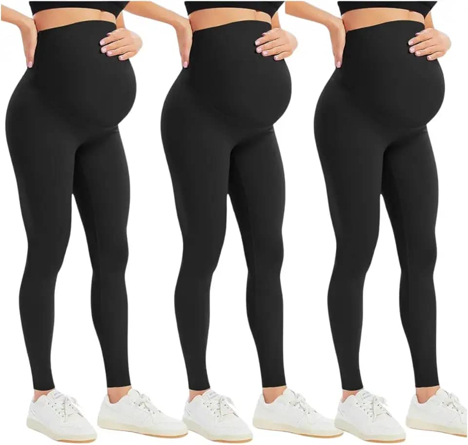 Kit 3 Legging Gestante Calça Para Grávida Conforto E Sustentação Barriga Roupa Maternidade Suplex
