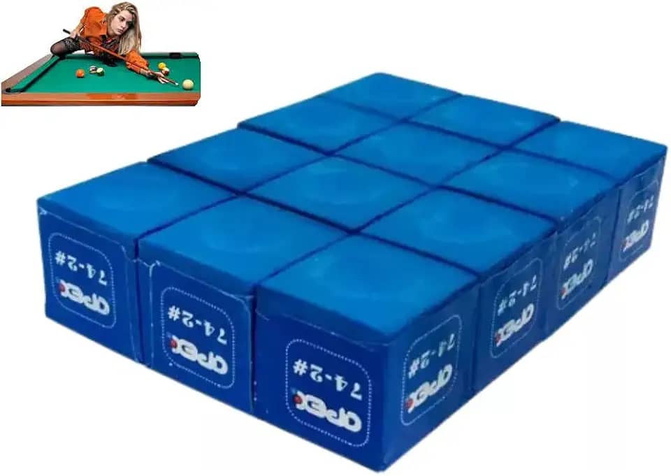 Giz Apex para Sinuca e Bilhar, 12 Unidades, Azul