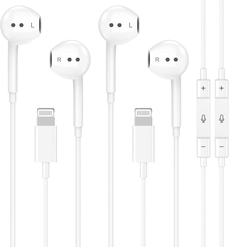 2 pacotes para fones de ouvido iPhone com fio/fones de ouvido com redução Nosie microfone embutido e fones de ouvido de controle de volume compatíveis com iPhone 14/13/12/11/XR/XS/X/8/7/SE/Pro/Pro Max