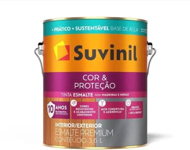 Tinta para madeiras e metais esmalte brilhante seca rapido 0.9L - Gelo - 53704569, Suvinil Tintas