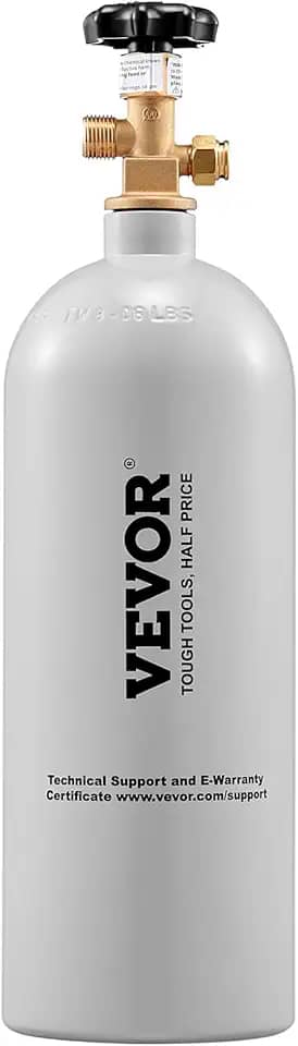 VEVOR Cilindro de gás de alumínio para tanque de CO2 de 2,25 kg, novo cilindro de CO2 com revestimento em spray cinza, tanque de ar de CO2 com válvula CGA320, para distribuição de cerveja refrigerante