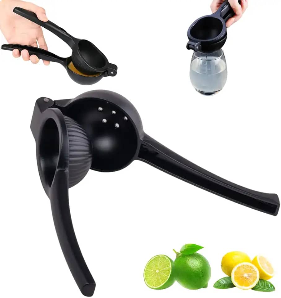 Espremedor de Limão Manual em Metal Com Revestimento Preto Premium 20cm Extração Máxima de Suco Design Ergonômico e Moderno para Cozinha Bares e Drinks
