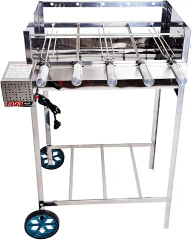 Churrasqueira Portátil com Rodinha e Grill Giratório 5 Espetos Issi Grill