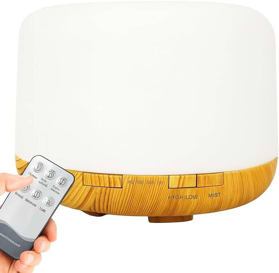 Umidificador Difusor Aromatizador Purificador De Ar 500ml Ultrassônico Com Controle E Luz De Led 7 Cores Abajur Led Bivolt Madeira Clara– Super Premium