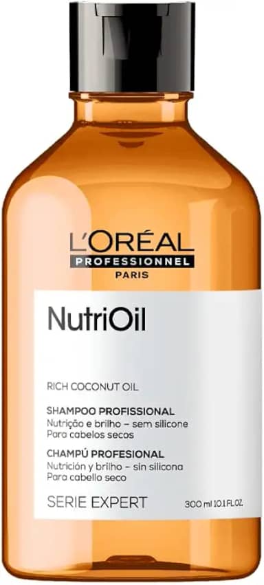 L'Oréal Professionnel NutriOil, Shampoo de Nutrição Intensa com Óleo de Coco, Ideal para Cabelos Secos e Sem Brilho, Limpeza Suave, Mais Maciez e Brilho 300ml