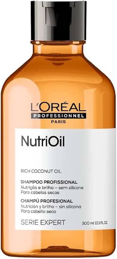 L'Oréal Professionnel NutriOil, Shampoo de Nutrição Intensa com Óleo de Coco, Ideal para Cabelos Secos e Sem Brilho, Limpeza Suave, Mais Maciez e Brilho 300ml