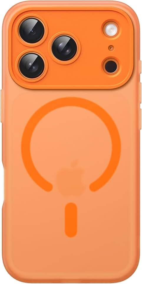JETech Capa Fosca para iPhone 17 Pro 6,3 Polegadas Compatível com MagSafe, Proteção Total da Lente da Câmera, Case Capinha Macia de TPU Fosco Translúcido, Anti-Impressão Digital (Laranja)