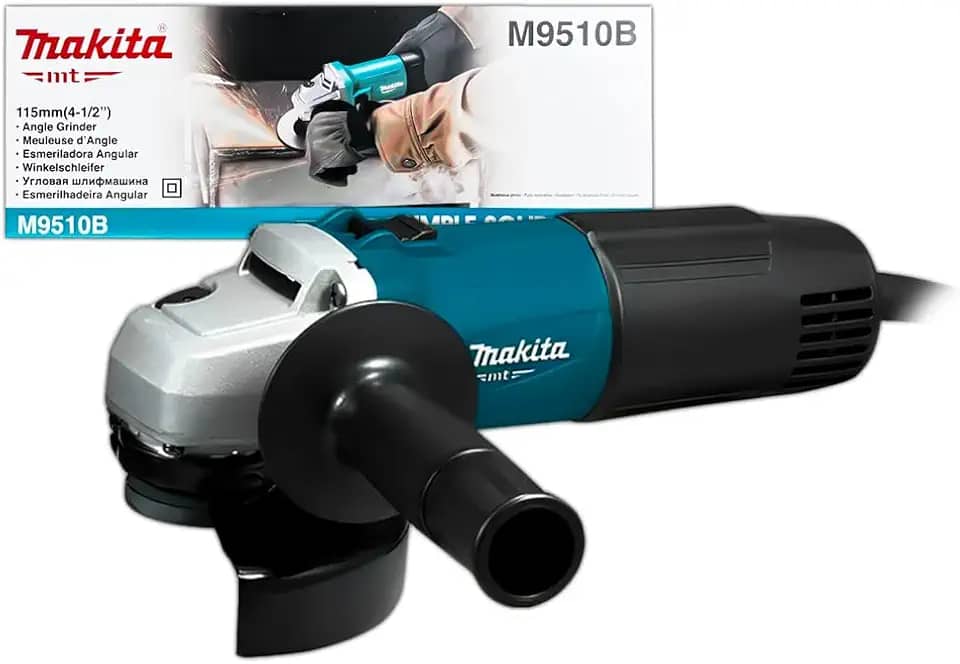 MAKITA Esmerilhadeira Angular M9510B 850W 115mm 11000RPM Alta Rotação para Corte e Desbaste Profundo em Metal Aço Ferro para Uso Industrial 110v