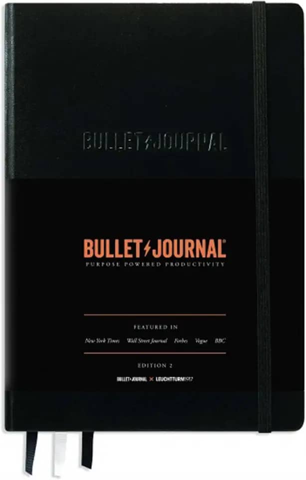 LEUCHTTURM1917 The Official Bullet Journal Edition 2 – Caderno construído para BuJo, médio A5 204 páginas de papel de 120 g/m², com guia de bolso Bujo (preto)