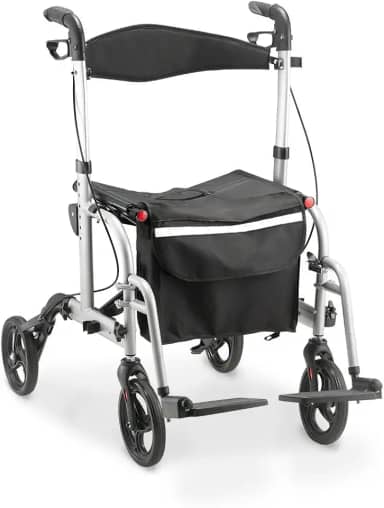 Dellamed - Andador para Idoso Adulto com Rodas e Assento Dobrável 135kg D15