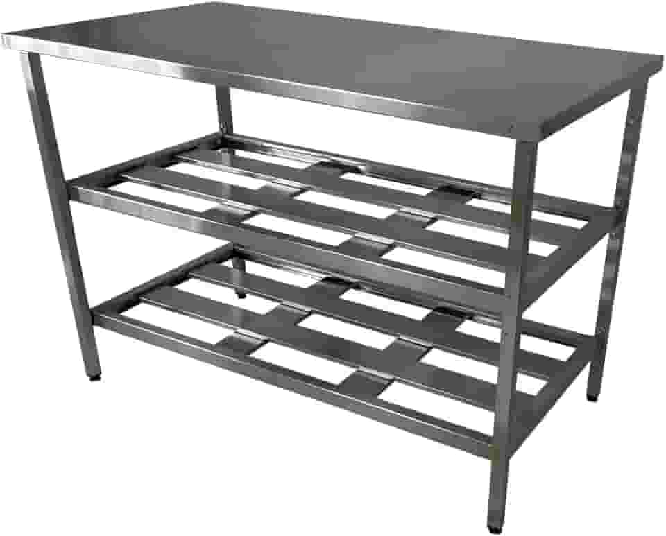 Mesa Inox Industrial 1,20x 0,70x 0,90 Prateleiro Duplo