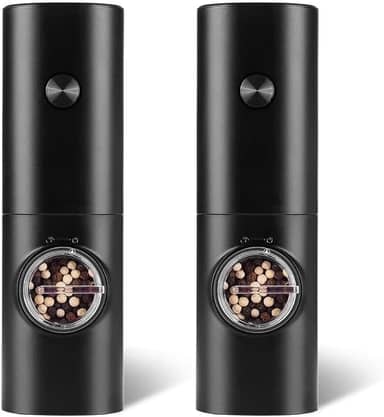 Kit 2 Moedores Elétricos de Sal e Pimenta com Luz LED, Design Premium, Automático, Moagem Ajustável para Cozinha e Churrasco