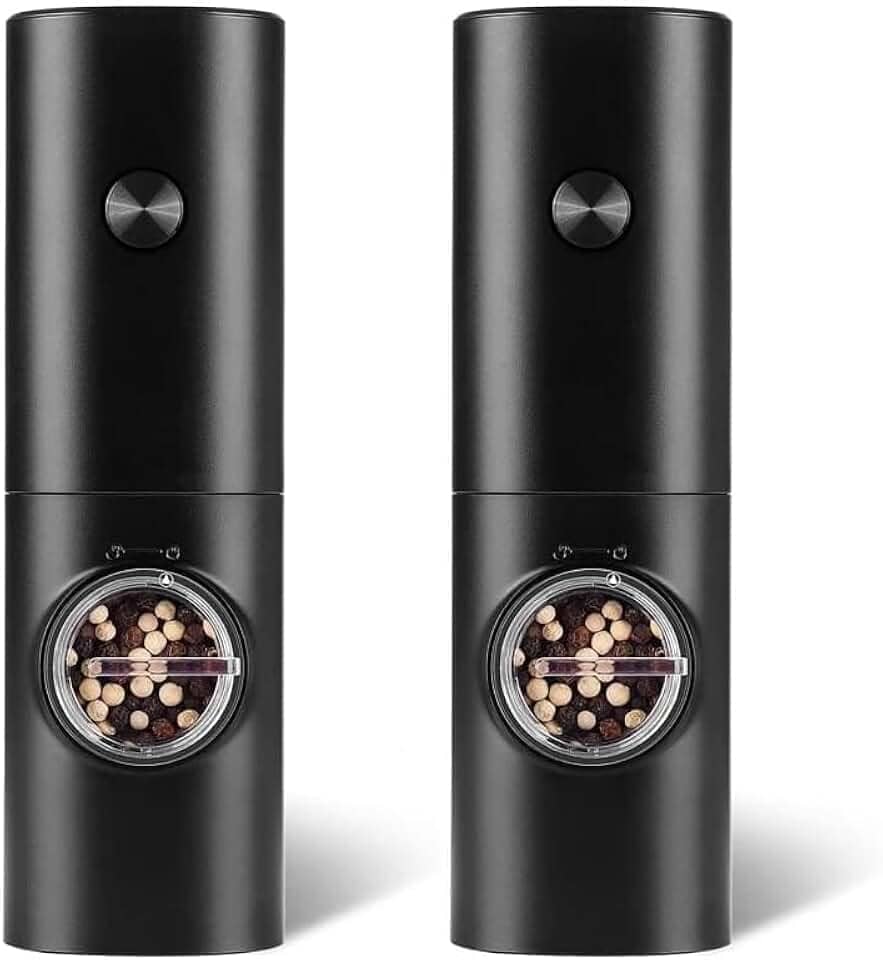 Kit 2 Moedores Elétricos de Sal e Pimenta com Luz LED, Design Premium, Automático, Moagem Ajustável para Cozinha e Churrasco