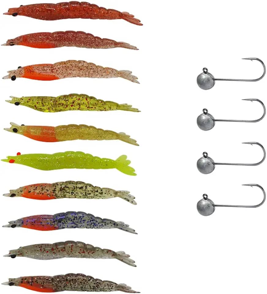 Kit 10pçs Camarão Artificial Jig Head 8cm Robalo Matadeira