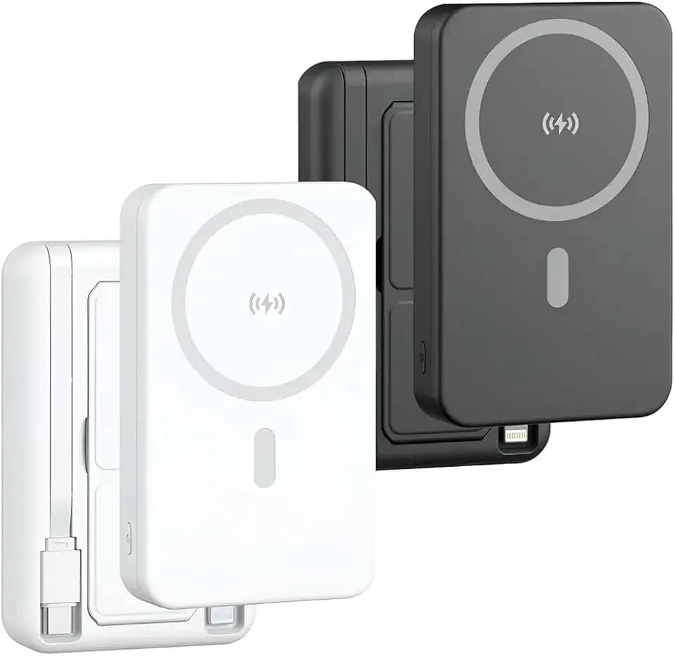 Power Bank 10000mAh Turbo Carregador Portátil Universal por Indução 10.000mAh Carregamento Ultra Rápido Suporte Dobrável Compatível Com Celular Com Carregamento Magnético USB-C PD QC 22.5w Universal