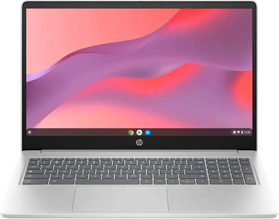 HP Laptop Chromebook 15a-nb0013dx para estudantes e negócios, tela HD de 15,6 polegadas, processador Intel N200, 8 GB DDR5 RAM, 64 GB eMMC, bateria de até 10 H, sistema operacional cromado, prata