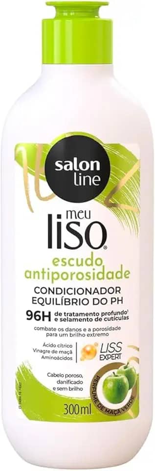 Salon Line, Condicionador, Meu Liso, Escudo Antiporosidade, Vegano - Para Cabelos Lisos, 300ml