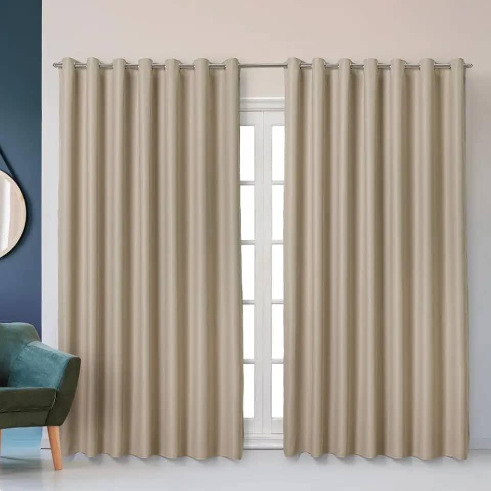 Cortina Blackout Corta Luz 2,80m x 2,30m Tecido Encorpado Liso Elegante Sala ou Quarto (Palha)