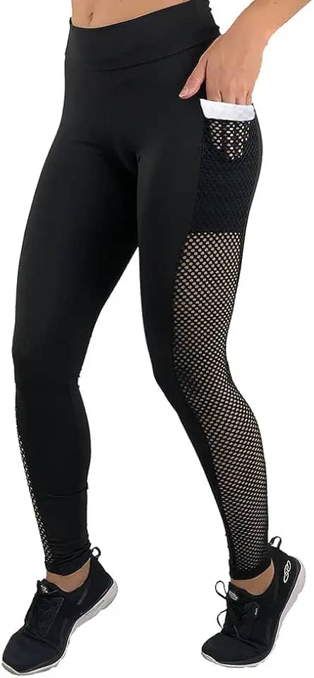 Calça Legging Com Bolso Fristyle Academia Suplex Microfibra Feminina