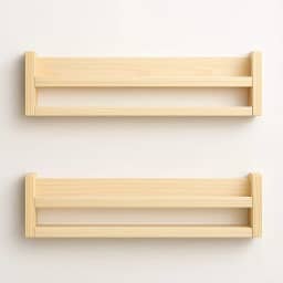 Conjunto de 2 Prateleiras de Parede em Madeira Natural, Estilo Flutuante, para Livros e Decoração