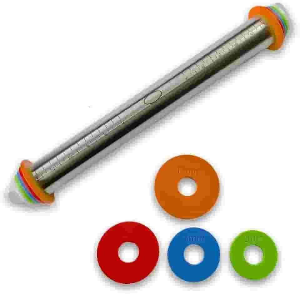 Rolo De Massa Inox Ajustável C/Medidas Confeitaria Cozinha