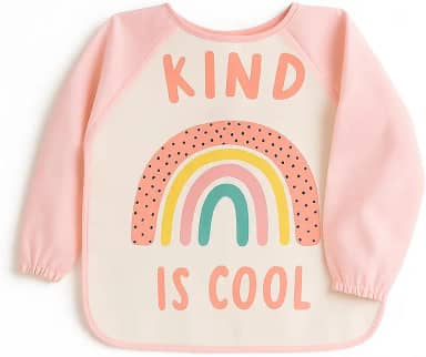 Babador com Mangas Rosa Introdução Alimentar Avental Multiuso