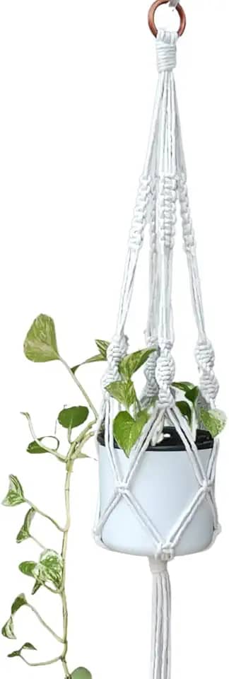 Suporte Corda Para Pendurar Vasos de Planta 70cm Arte Macrame (Cru)