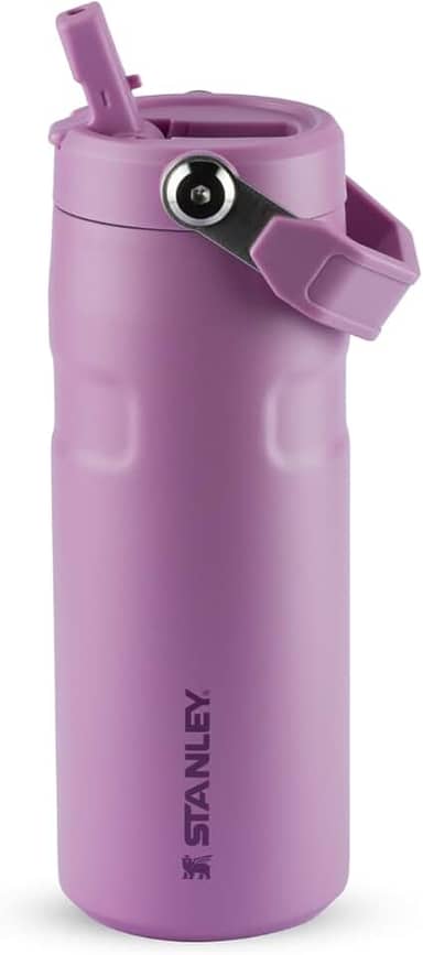 Stanley - Garrafa de Água Aerolight Flip Straw, Canudo Integrado, Abertura Grande, Aço Inoxidável Leve, 473ml Lilac