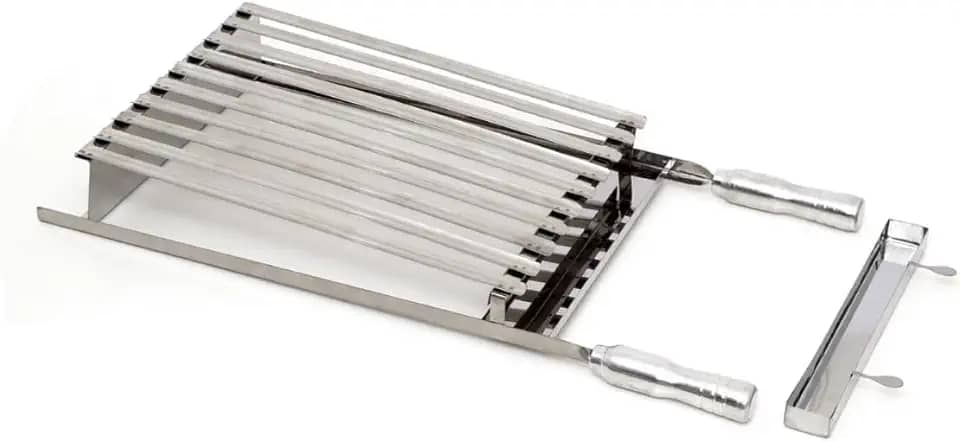 Grelha Churrasco Parrilla Argentina Inox e Cabo Metálico 30x40cm