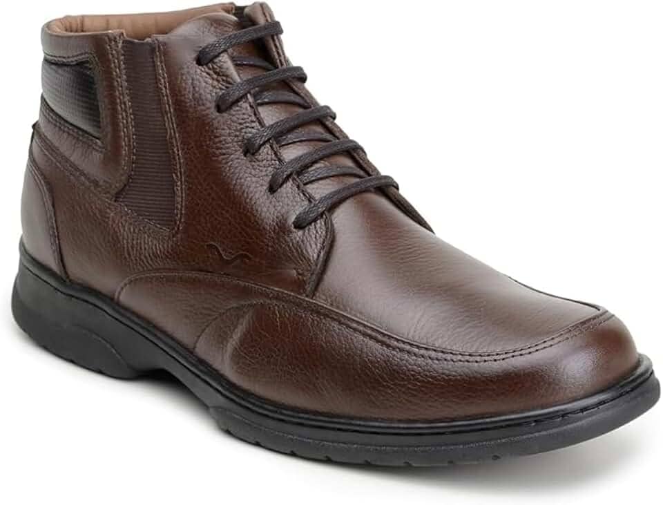 Bota Coturno Masculina Capiau Couro Legítimo Anatomic Comfort Gel | Sola Flexível Costurada, Ideal para Trabalho e Dia a Dia