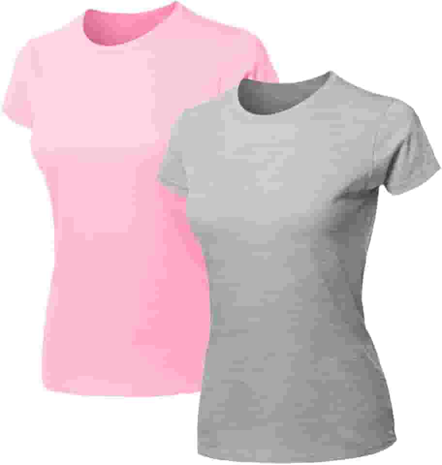 Kit 2 Blusas Feminina Tshirt Algodão Camiseta Baby Look Slim Fit Gola Redonda Básica