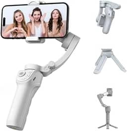 Estabilizador Celular: Gimbal M01 para Celular 3 Eixos com IA, Rastreamento Facial e Objetos, Luz LED, Timelapse, Controle por Gestos, Tripod Vlog, Compatível com iPhone e Android