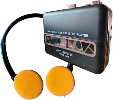 Cassete player para fitas Cassete de áudio com fone estilo anos 90