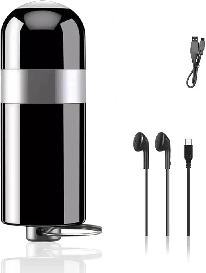 Mini Gravador Voz Som Digital Super Pequeno, 16GB, USB 2.0, Ditafone Recarregável Design de Chaveiro para Trabalho, Palestras, Reuniões, Entrevistas