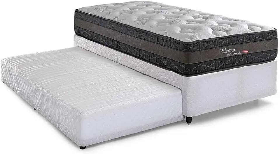 Bicama Solteiro com Cama Auxiliar Herval Palermo, Molas Ensacadas, 60x88x188 cm