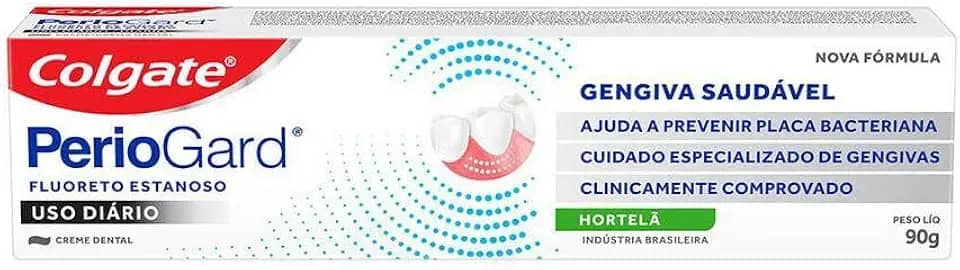Colgate Creme dental para gengiva saudável Periogard, Fórmula avançada com citrato de zinco 2% para ação antibacteriana, uso diário 90g