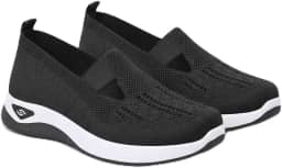 Tênis Ortopédico Feminino Confortável em Tecido Respirável, Suporte de Arco, Sola Macia, Para Caminhada e Corrida, Preto (Número 36 e 39)