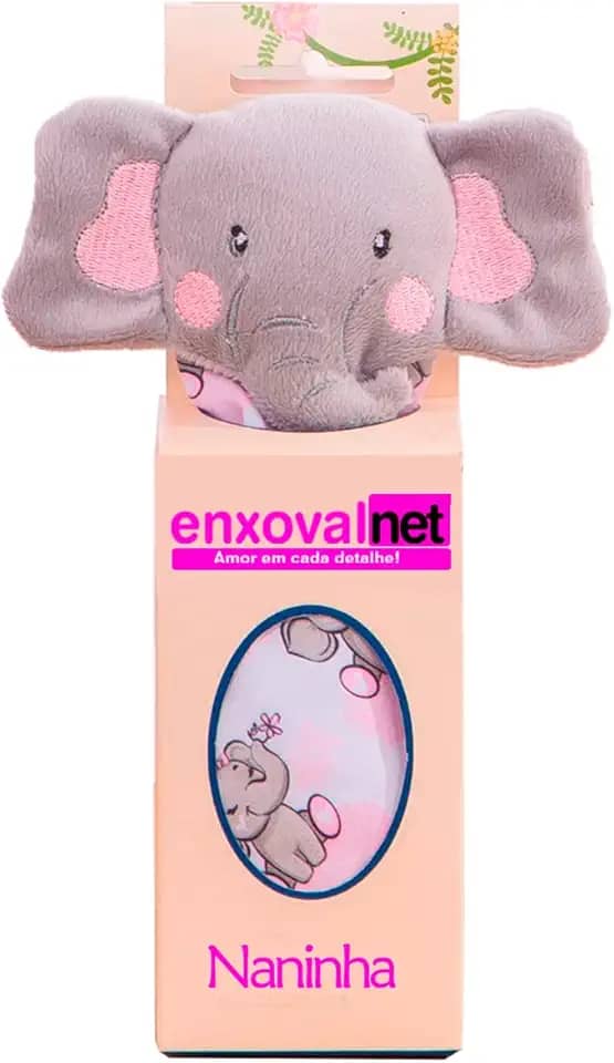 Naninha Menina Menino Com Bichinho De Pelúcia Porta Chupeta Raposas (Elefante Rosa)