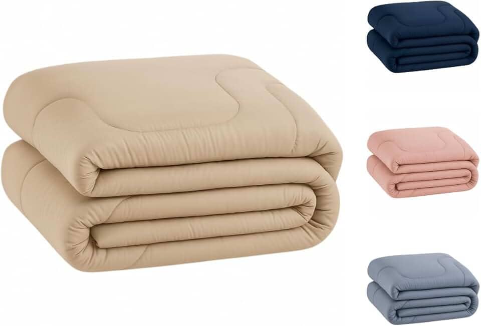 Edredom Percal 400 Fios Grosso Extra Macio Dupla Face Cobertor (Bege, King)
