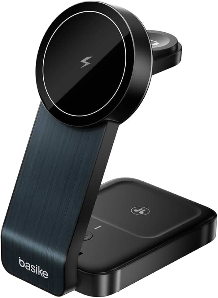 Carregador Sem Fio 3 em 1 15W Dobrável Rápido, Estação Indução Wireless, Compatível com iPhone, iWatch e AirPods, WXC149-preto