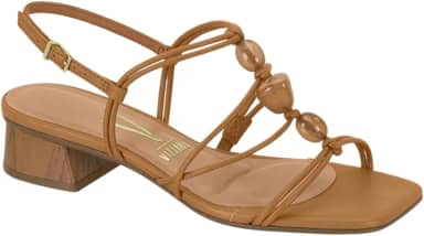 Sandália Feminina Vizzano – Pedras Naturais, Salto Baixo Bloco, Conforto e Elegância