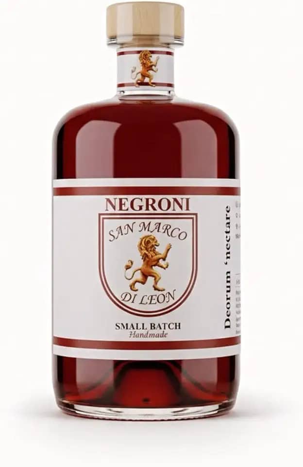 NEGRONI SAN MARCO DI LEON - COQUETEL ARTESANAL - BITTER+VERMUTE+GIN - SABOR AMARGO/DOCE - 700 ml 26% vol.