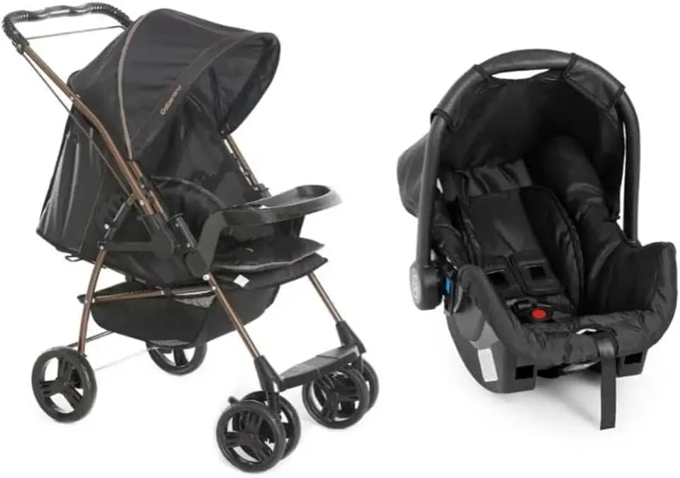 Travel System Galzerano Carrinho De Bebê Milano Reversível III 1019 até 15Kg Preto Cobre