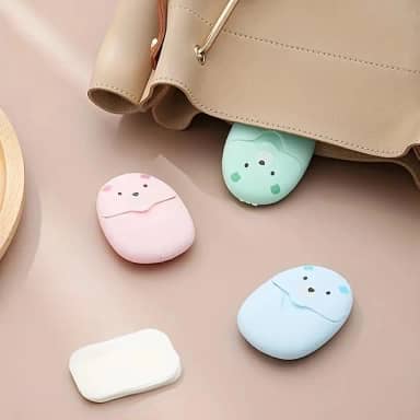 Sabonete Em Folhas Portátil 50 Unidades Case Ursinho Viagem Bolsa